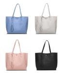 Nylon Womens Black Tote Handbag , 360mm X 300mm Leather Shoulder Tote Bag