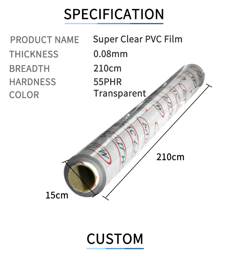 Customized Super Soft Plastic Clear Film Packaging Transparent Vinyl Shrink Sheet Wrapping PVC Roll Films