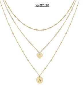 Wholesale Womens Stainless Steel Layered Necklace Heart Pendant Necklace For Anniversary from china suppliers