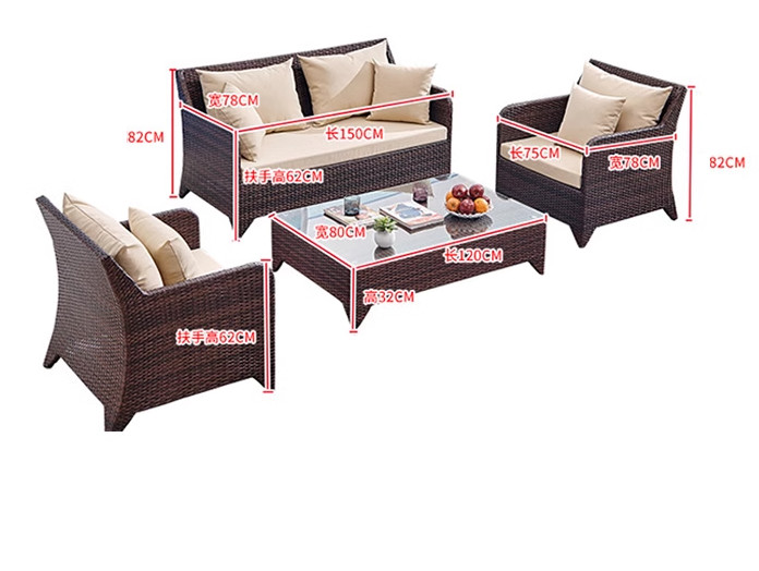 Single Rattan Garden Sofa Chair Waterproof Nordic Modern Terrace Combination