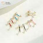 Heart Triangle Colorful Enamel 14K Gold Jewelry Diamond Zircon Stud Earrings