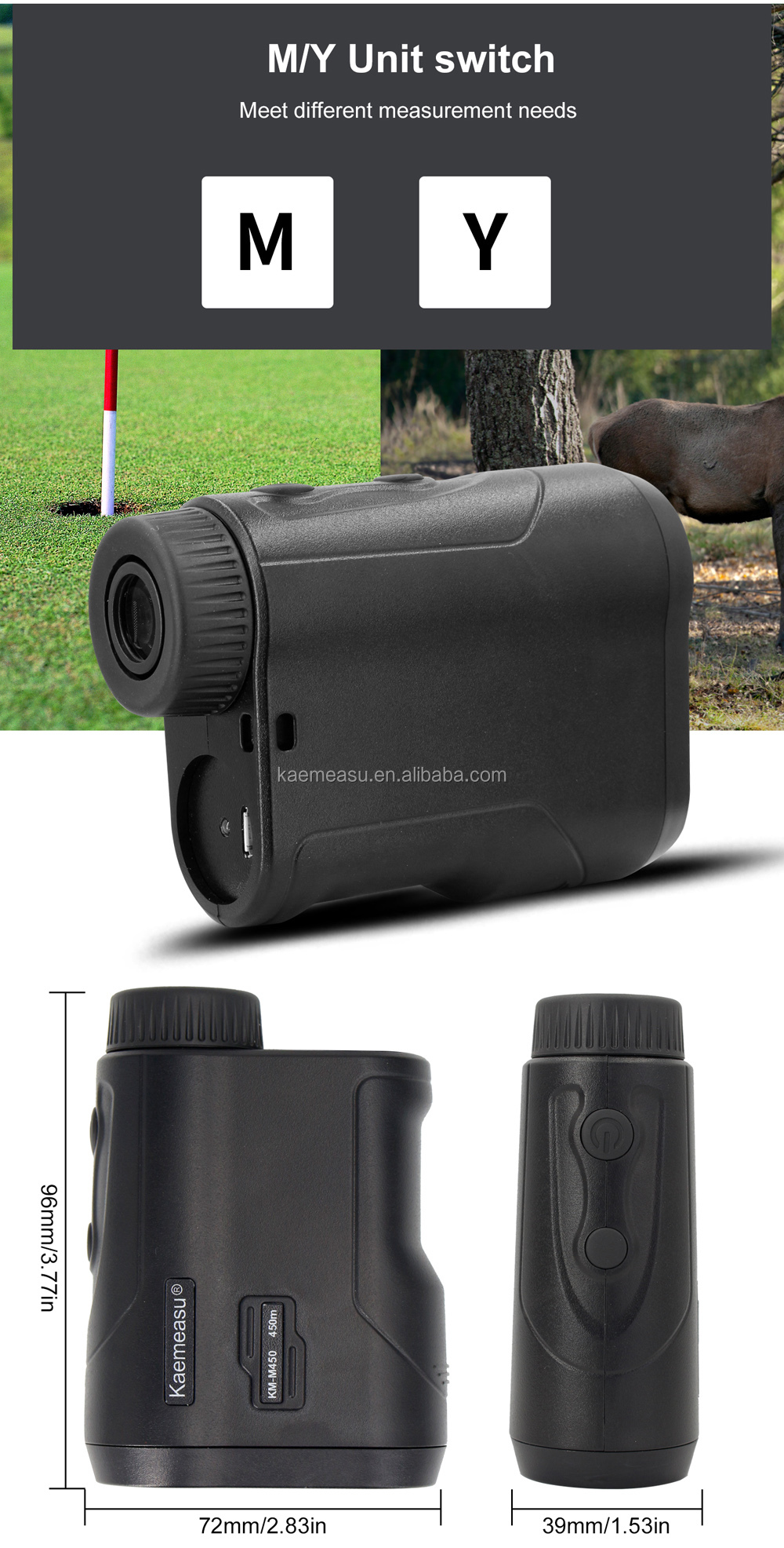 Telescope Laser Rangefinder Portable USB Charging Laser Distance Meter Monocular Golf Hunting Range Finder 600M/656Yd