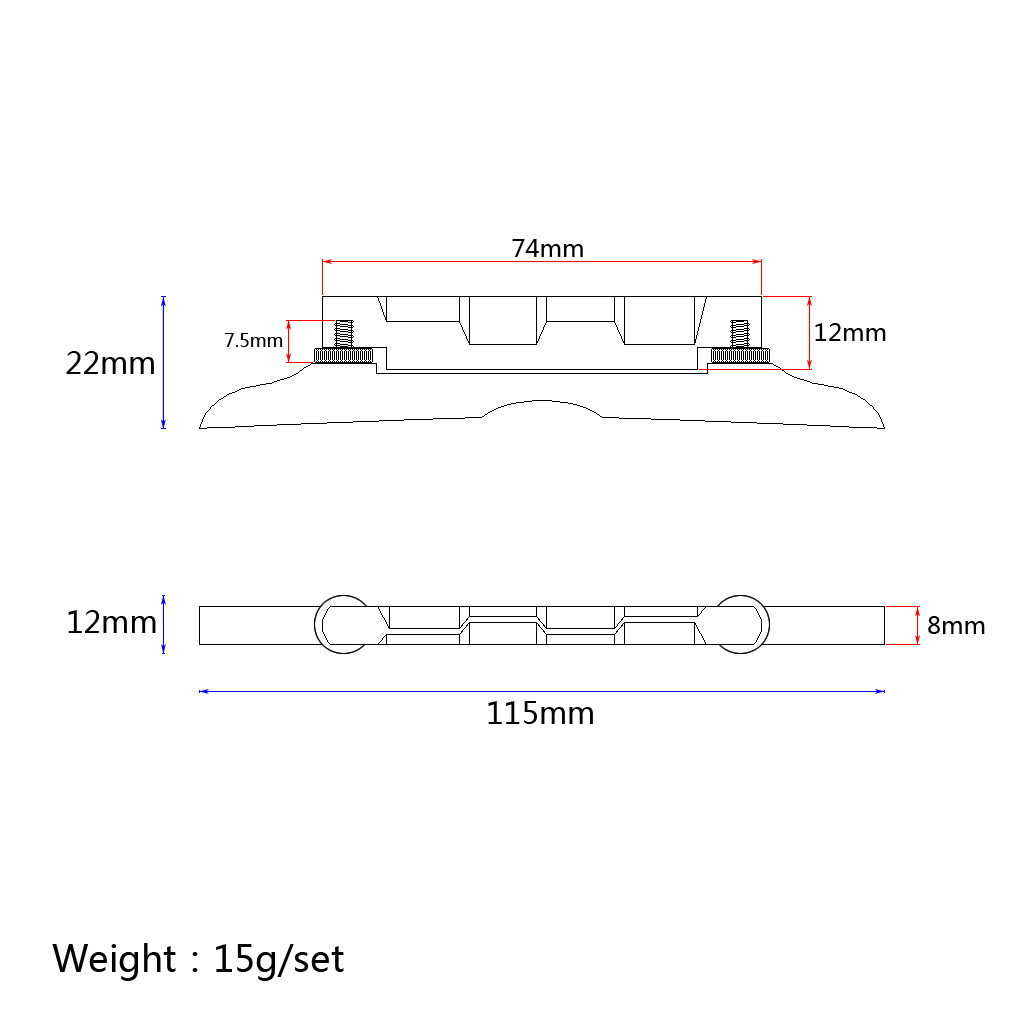 4 String Acoustic Mandolin Bridge Replacement Banjo Ebony Upper Bottom Bridge With Two Knobs