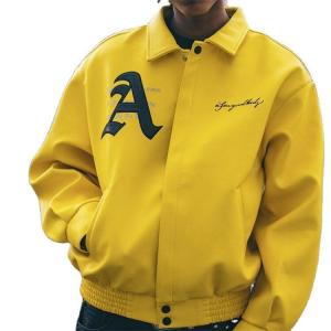 Wholesale Black Yellow Heavy Winter Jacket Leather Versity Jacket For Men Manufacturer from china suppliers