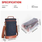 Denim Insulated Wine Cooler Bags Cheese Tote 2 Bottle Picnic 8.5x3.8x14"