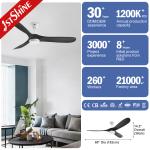 110-240V/50Hz-60Hz 2- DC Copper Ceiling Fan with Light 60 Inches White Metal