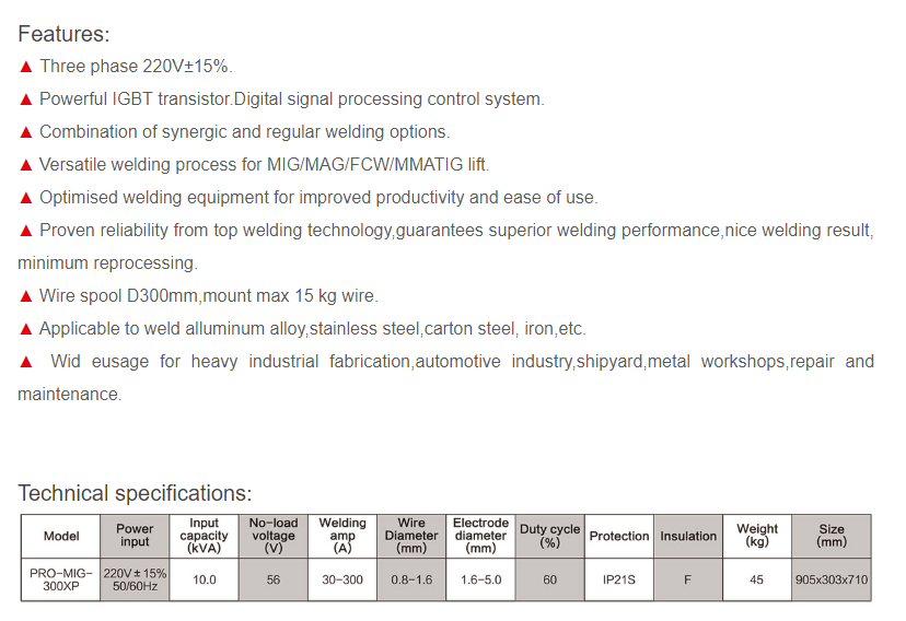 Pro-Mig-300XP Top performance for industrial welding