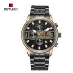 IP Coating Color Mens Stainless Steel Watches 2.5D Chronograph Quartz Movement