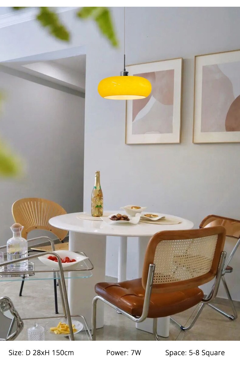 Bauhaus Pendant Light Retro Dining Room Hanging Light Cream Custard Tart Light(WH-AP-556)