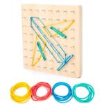 Kids 15cm Tie Nail Wooden Math Toy Math Wooden Blocks Montessori Graphic Board