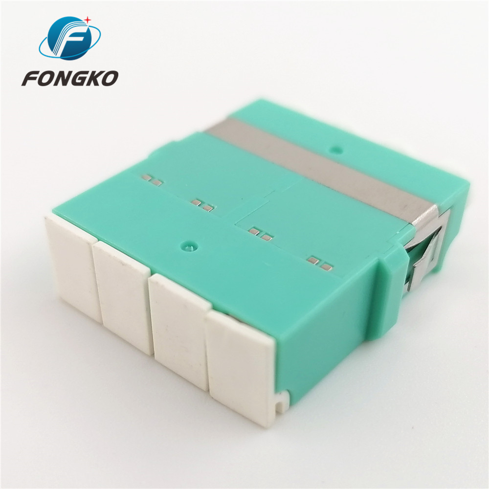 Duplex LC OM3 Plastic Optical Fiber Adapter with Metal Shutter Flangeless