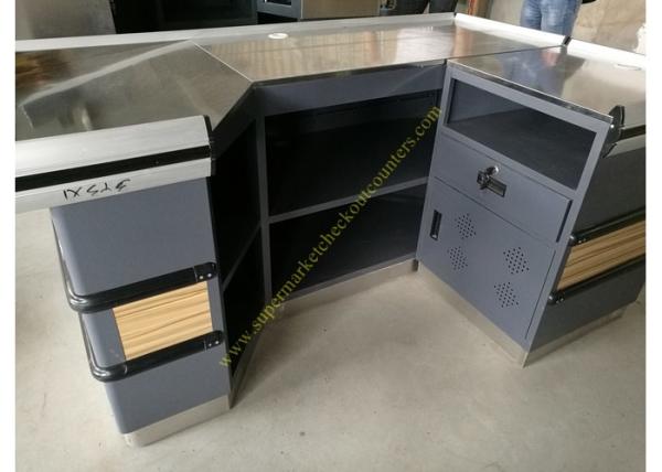 6 Feet Long Supermarket Checkout Counter , Wood And Steel Clothing Shop Cashier