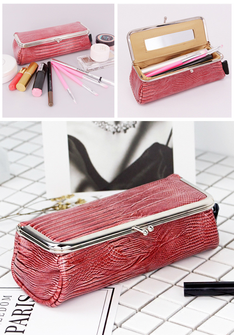 Water Repellent L18*D7*H6cm PU Cosmetic Bag With Mirror
