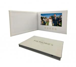 China New material LCD video wedding invitation card linen video album with big promotion on sale