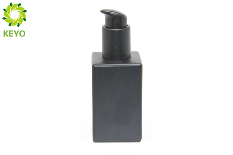 Square Glass Foundation Bottle , 120ml Matte Black Makeup Foundation Containers