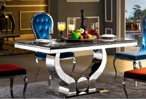Wholesale Steel And Marble Apartment Dining Tables Light Luxury Length 1.6M from china suppliers