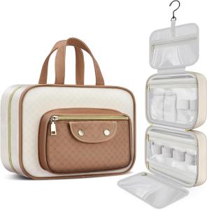 Wholesale Water-resistant Creamy White Toiletry Hanging Makeup Cosmetic Organizer Travel Bag for Full Sized Toiletries Accessorie from china suppliers