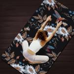 Eco Friendly Flower Printing Suede Rubber Yoga Mat 6MM Thick For Home Pilates