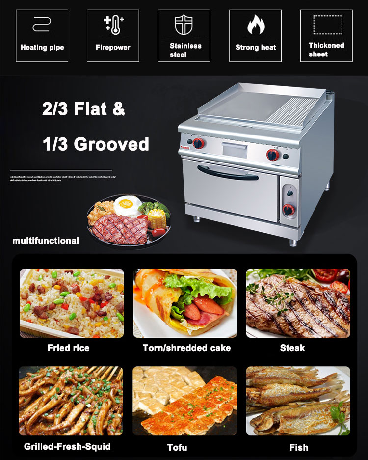 Commercial Gas Griddle Cooking Range with Stainless Steel Gas Oven Voltage LPG2800PA
