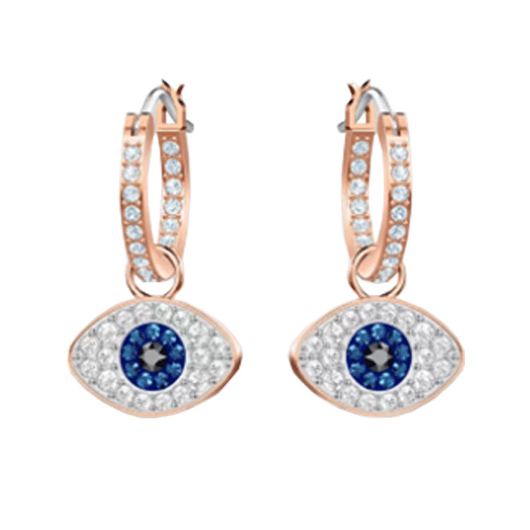 Elegant Earrings Blue White Cz 925 Sterling Silver Dangle Hoop Earrings For Women