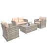 Buy cheap Rectangular Aluminum Frame Rattan Outdoor Sofa Chair Coffee Table Set UV Weather from wholesalers