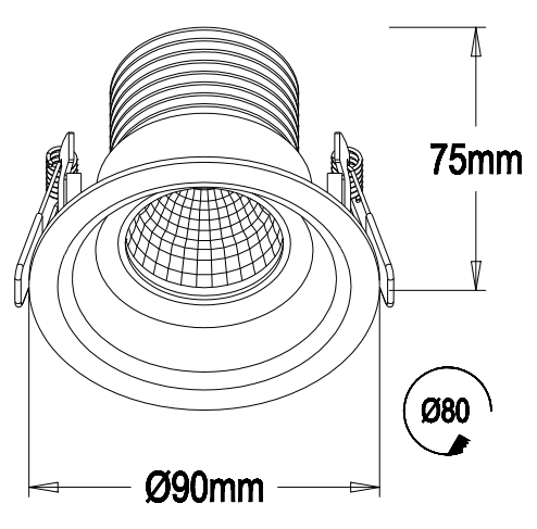 7W 500LM 0-10V Dimmable Fixed Recessed LED Downlight With Remote Control