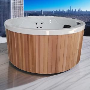 Wholesale Red Cedar Wood Sauna Hot Tub Whirlpool Massage Outdoor Spa Round Bathtub from china suppliers