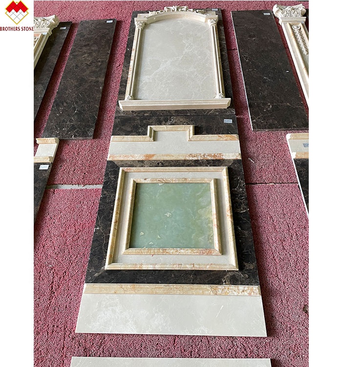 Villa Background Wall Cladding Green Onyx and Beige Marble Stone Slab in Modern Design