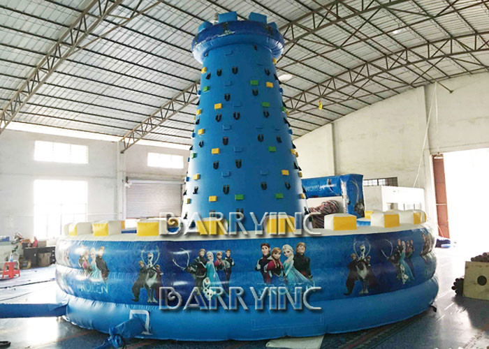 Blue Kids Frozen Inflatable Climbing Wall Type PVC Material Inflatable Sports Arena