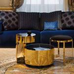 0.9m Luxury Round Coffee Table Sectional Stainless Steel Latte Couchtisch