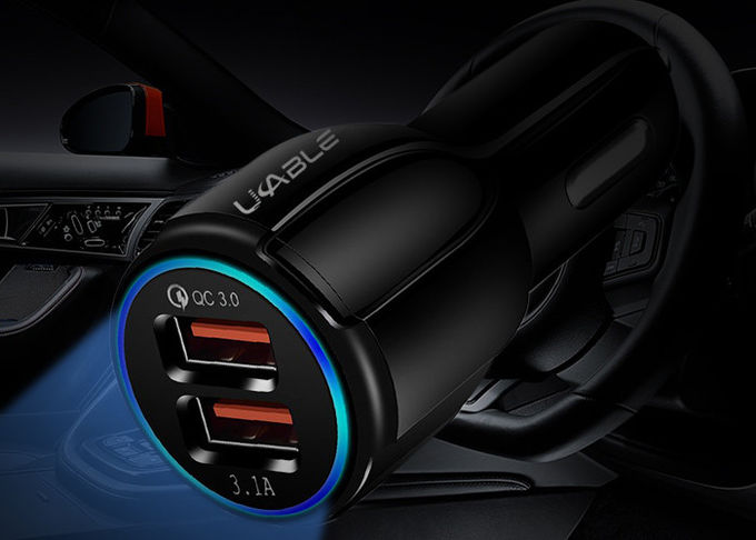 Aluminum alloy 6A 18W Dual USB Ports QC 3.0 Car Charger