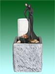 Rock Base Antique Copper Table Top Water Fountains With Lights , 15 inches
