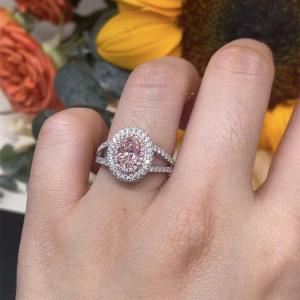 Wholesale D 0.89ct D 0.938ct Lab Grown Pink Diamond Engagement Ring Oval Cut from china suppliers