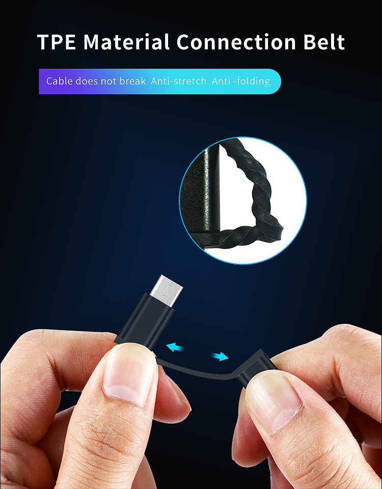 Data Transmission 6ft 10ft Multifunctional USB Cable Lightning Micro USB Cable FCC