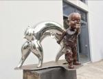 Yard Decoration Funny Garden Art Outdoor Metal Sculpture Mirror Surface