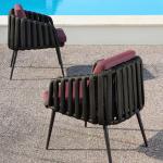 Contemporary Outdoor Coffee Table And Woven Rope Chair Set For Hotel Leisure