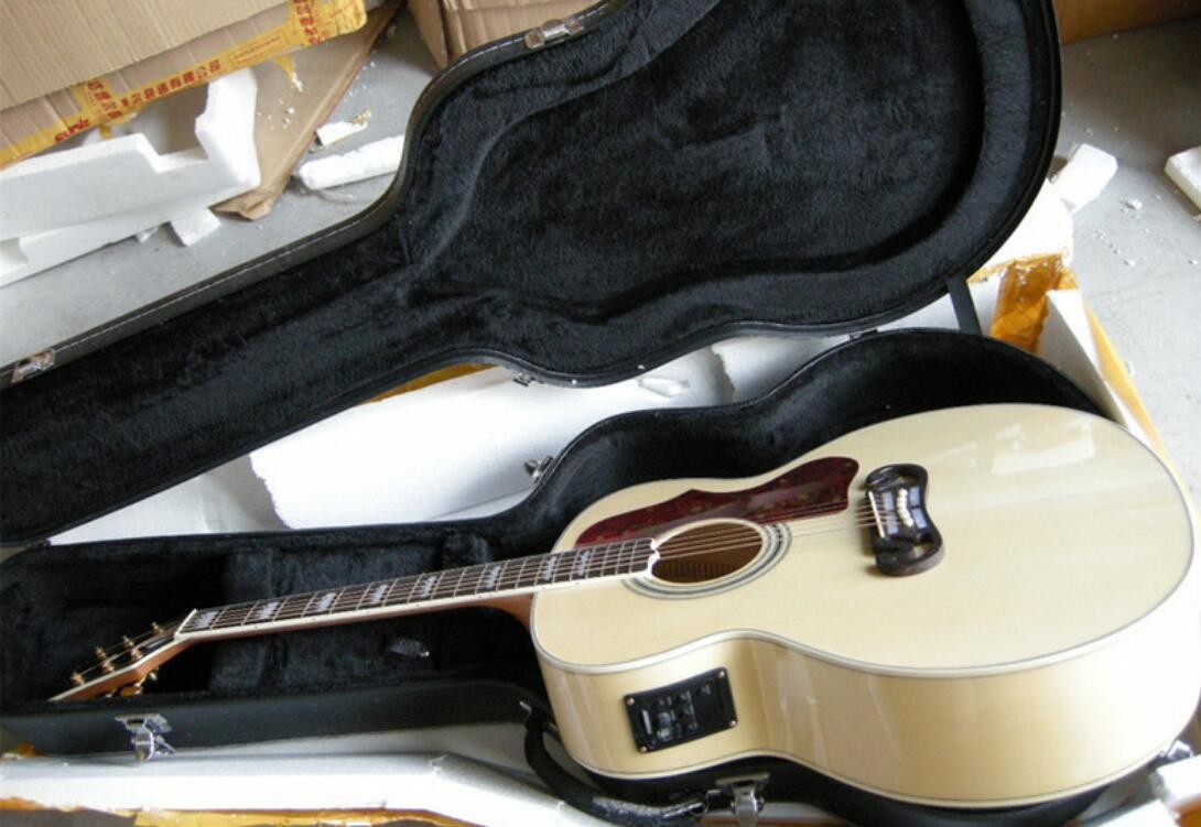 2018 Bleached G200 acoustic guitar / GB GB200 electric acoustic guitar / Chibson white maple G200 acoustic guitar