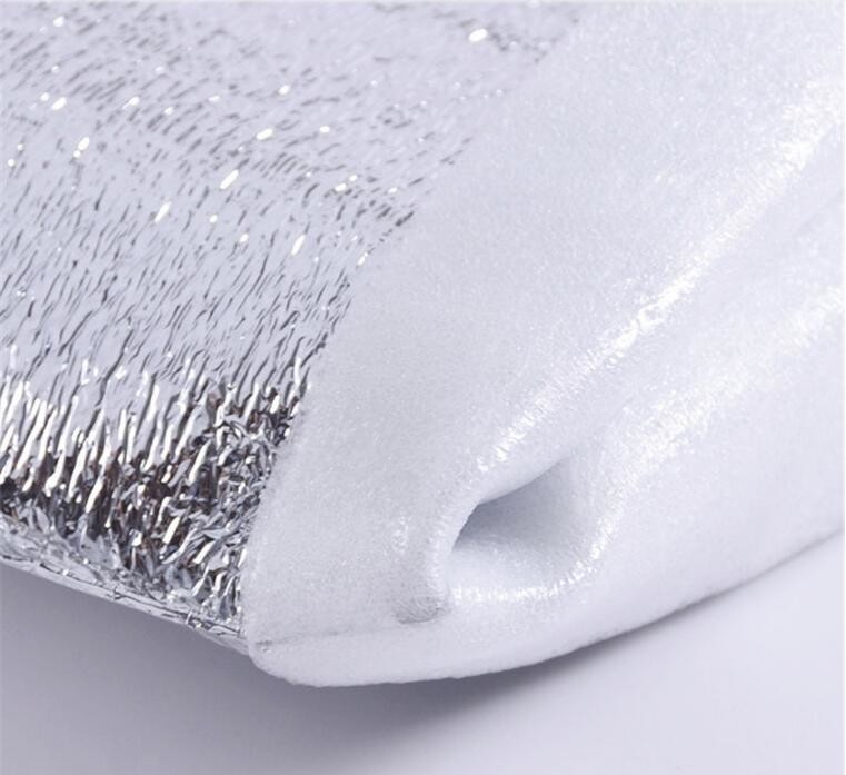 Reusable aluminium foil thermal insulation material cooler bag for picnic with Strapping tape closureRecycled PP Woven Plast