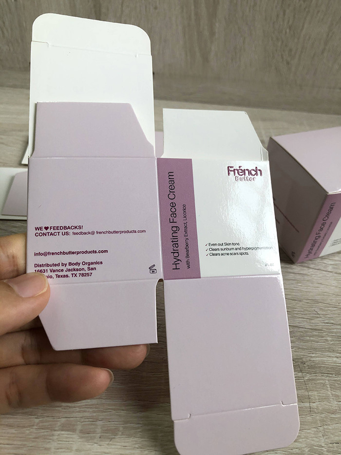 Customized printed white cardboard paper cosmetics face cream packaging boxes