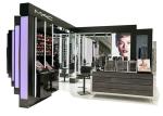 Luxury Green Cosmetic Display Showcase / Makeup Kiosk For Brand Cosmetic Stores
