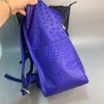 Casual Style Authentic Real True Ostrich Skin Men's Large Blue Travel Backpack