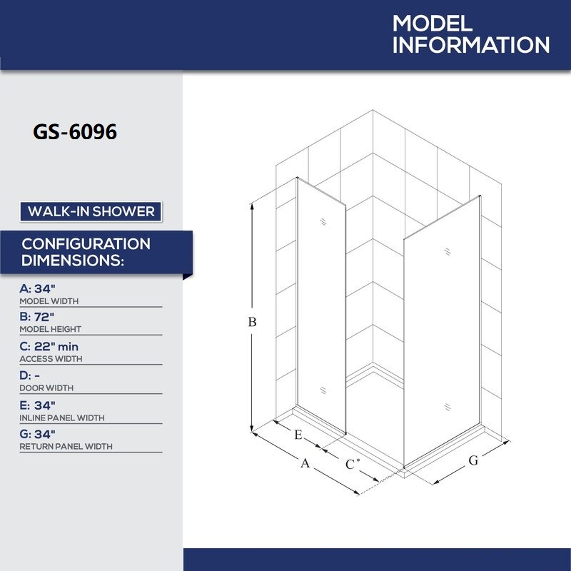 U Channel Walk In Glass Shower Room Fixed Glass Panel Frameless