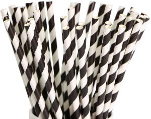 Wholesale Eco Friendly 8.25 Inches Graduation Black Striped Disposable Paper Straws from china suppliers