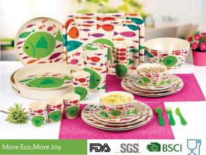 Wholesale Fresh Ocean Cartoon Fishes Bamboo Dinnerware Dishwasher Safe Tasteless Heavy Metal Free from china suppliers
