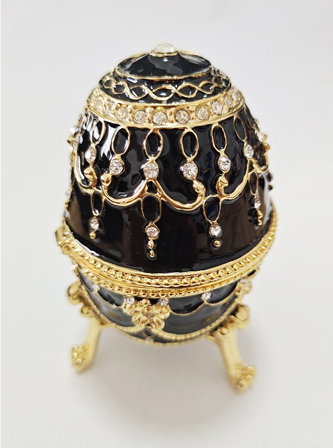 Faberge Egg Jewelry Box Series Hand Painted Jewelry Trinket Box with Rich Enamel EggBox Sparkling Rhinestone Unique Gift