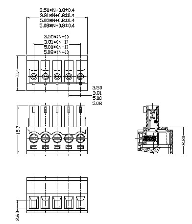 Plug-in Terminal Block PTB 3.5-XX-1 Pin pitch:3.5mm / 0.138 in