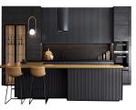 18mm Modern Matt Black Finish Kitchen Cabinets Black Finish Melamine Board