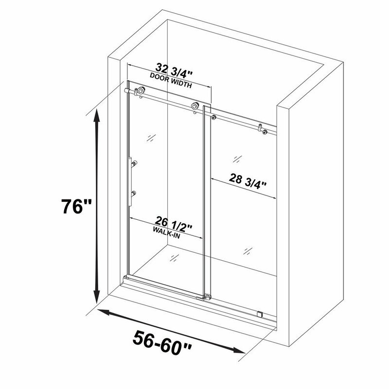 Custom Sliding Tempered Glass Shower Screen Stainless Steel Hanging One Shaped