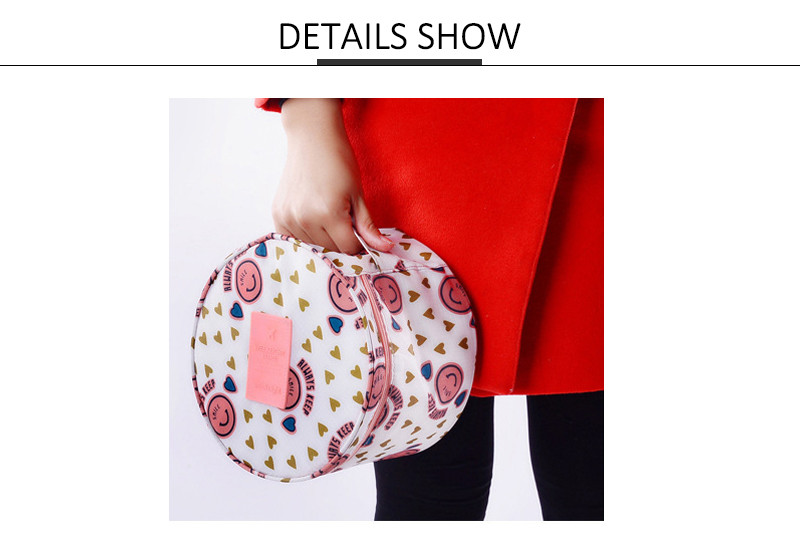 Outdoor Travel Beauty Storage Round Polyester Makeup Wash Bag