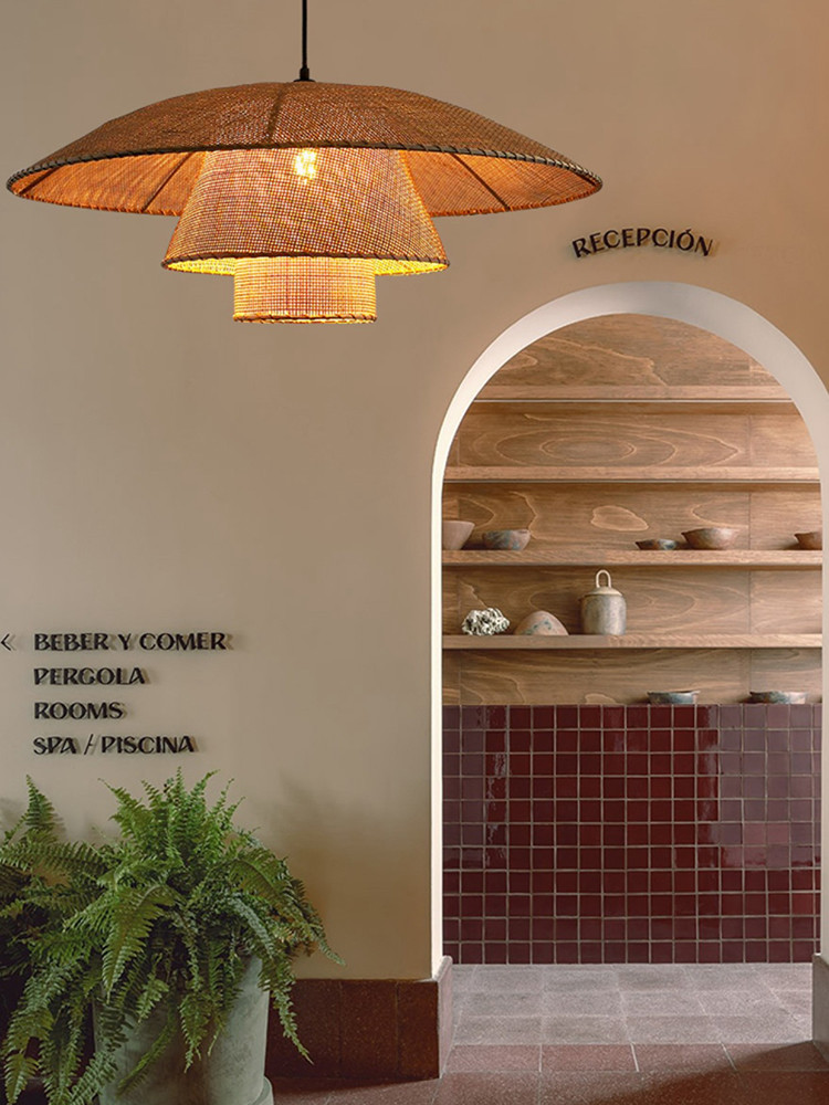 Vintage Rattan Lamp New Restaurant Pendant Lights Home Decor Dining Room Kitchen Loft Suspension lamp(WH-WP-73)